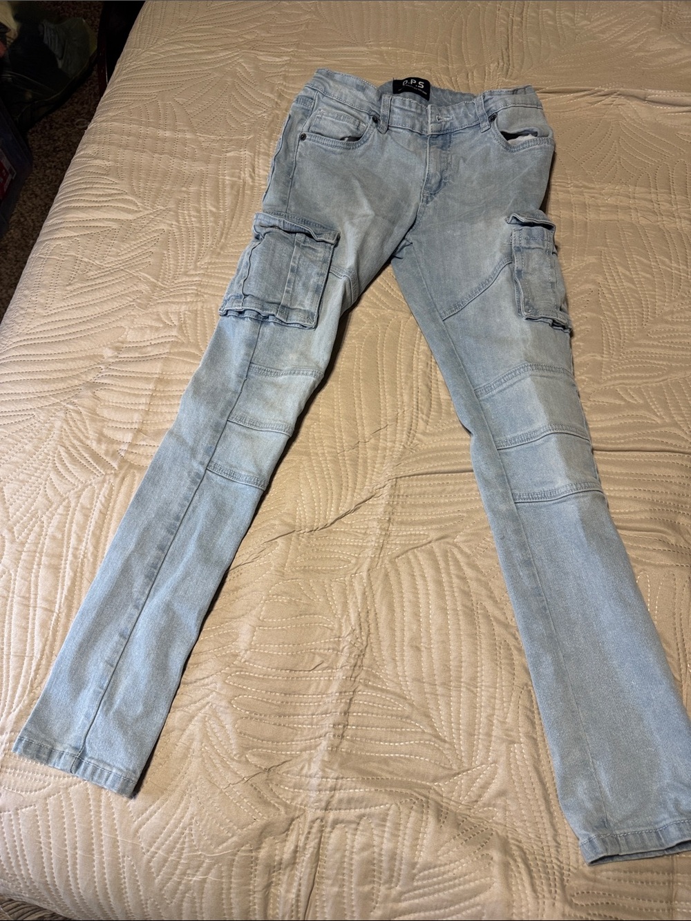 Light Blue Kid’s m Cargo Stretch Jeans Sz 12